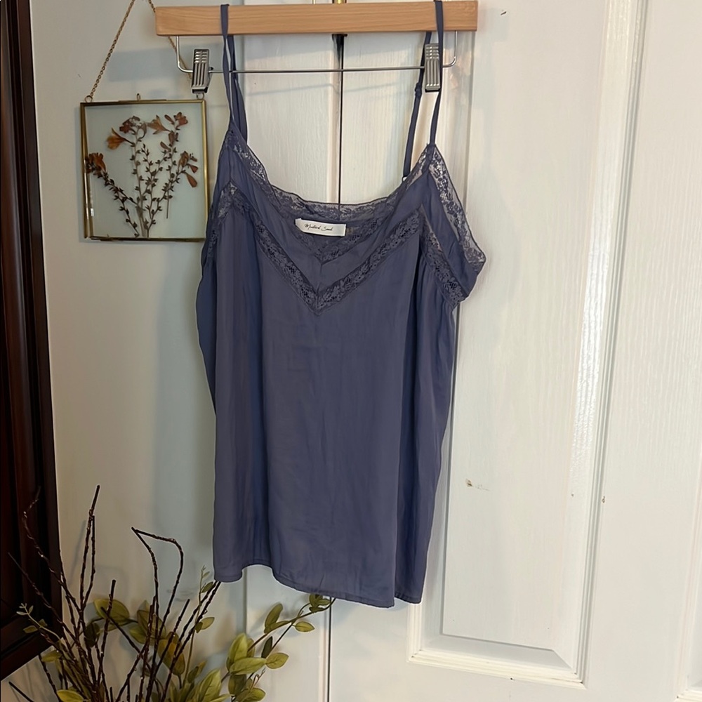 Women's Blue Lace Trim Cami Top